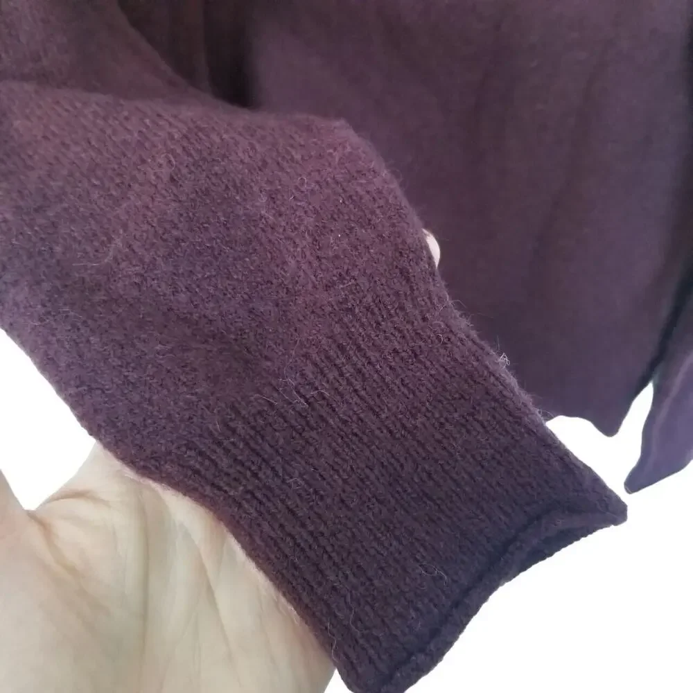 J. Crew Womens Alpaca Merino Wool Burgundy Roll Neck Sweater Sz XS Quiet Luxury